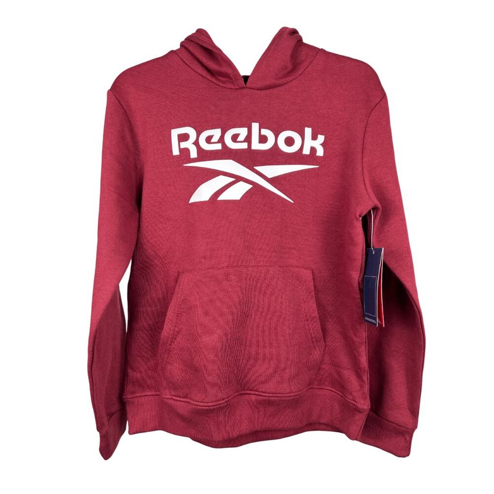 Reebok Youth Unisex Hoodie Red Pullover Sweatshirt with Logo – Size M (10-12)